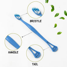 2-in-1 Tooth Brush with Tongue Scraper, Soft Bristle & Long Handle (8Pcs) Soft Toothbrush