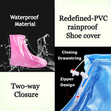 Plastic Shoes Cover Reusable Anti-Slip Boots Zippered Overshoes Covers Transparent Waterproof Snow Rain Boots for Kids / Adult Shoes, for Rainy Season (1 Pair / Pink)