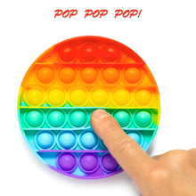 Round pop it toy with red and blue colors.