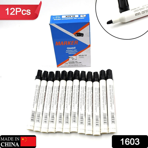 Pack of 12 leak-proof black markers for office and home use