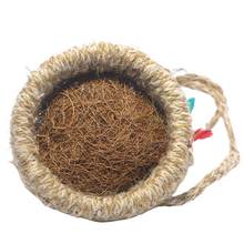 Jute bird's nest hanging decor, with a brown box