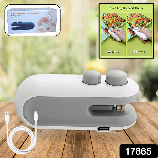 17865 Mini Bag Sealer 2 In 1 Seal  Cutter Heat Sealers Type-c Usb Charging Portable Bag Reseller Handle Food Sealer Sealing Machine For Food Storage Plastic Bags Snacks Keep Food Fresh